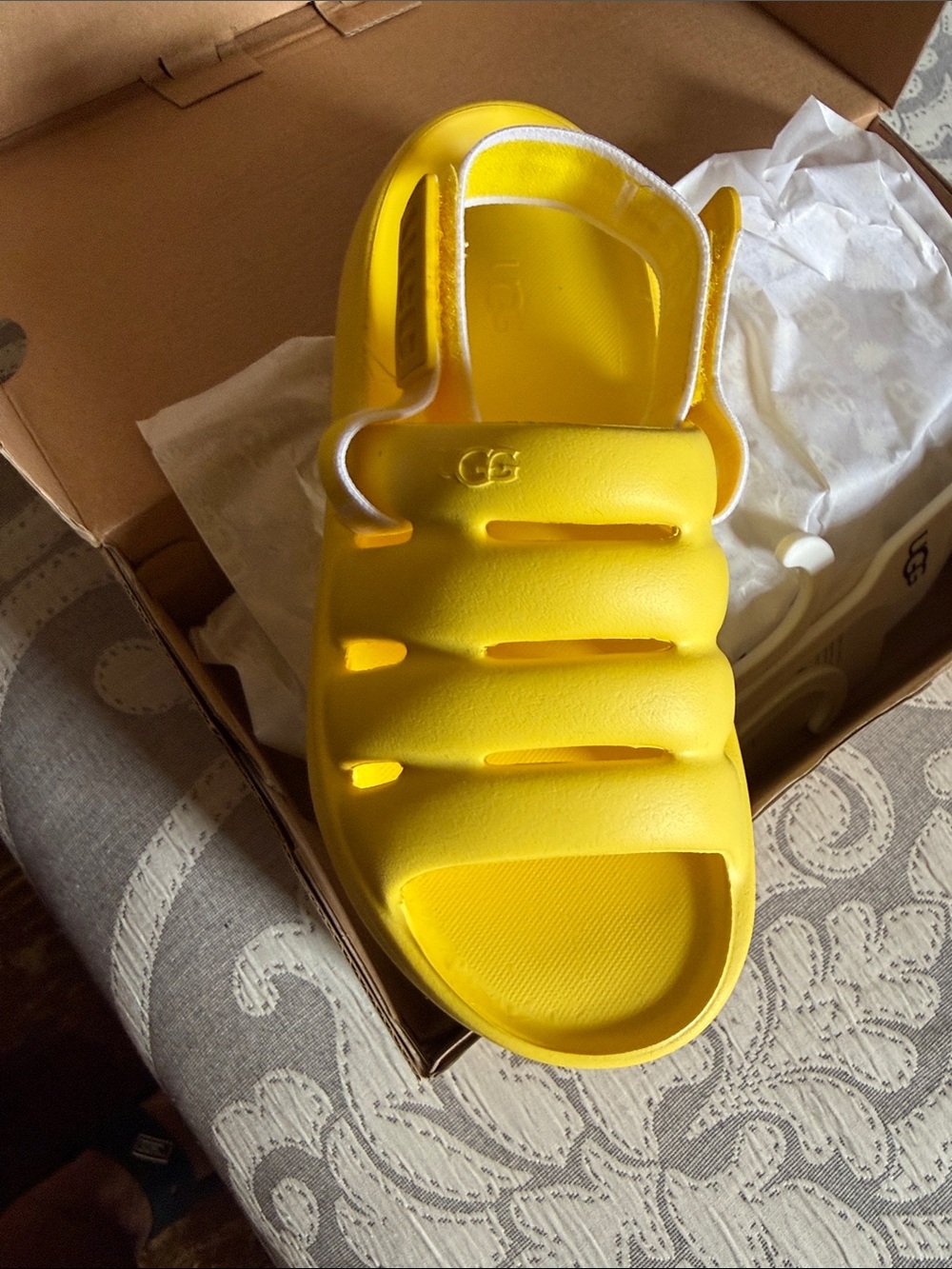 UGG Kids Bright Yellow Foam Slide Sandals